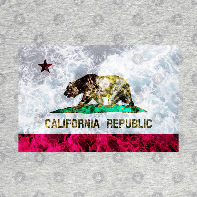 Flag of California – Ocean Waves by DrPen